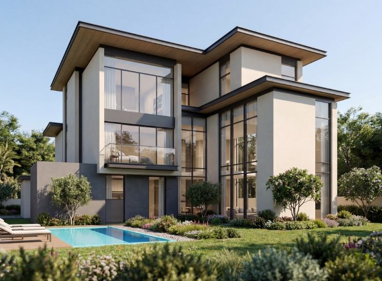A 4-bedroom Orchard villa with a pool in the courtyard garden