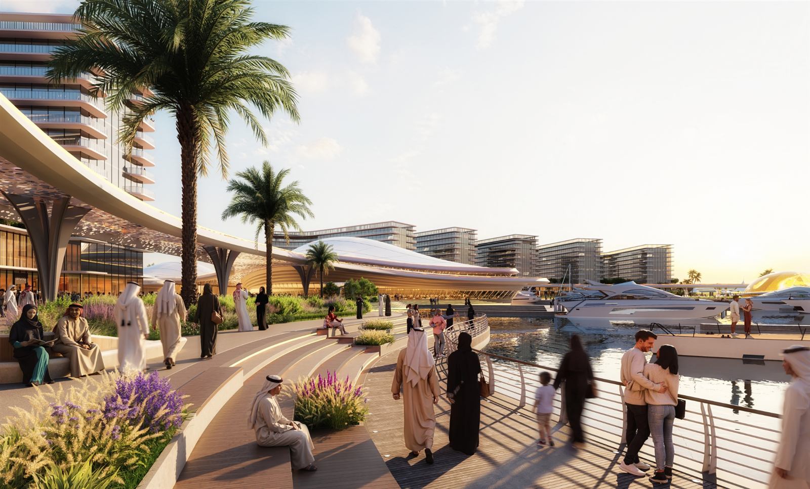 Waterfront promenade and marina